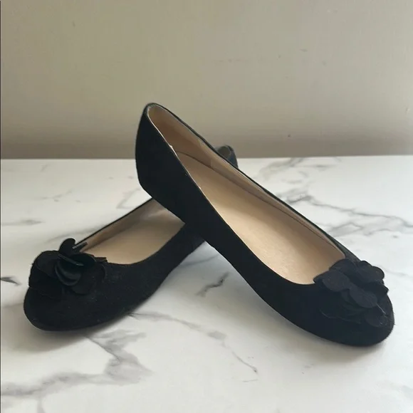 Pre owned J.Jill Elegant Black Floral Women's Flats - Picture 3 of 16